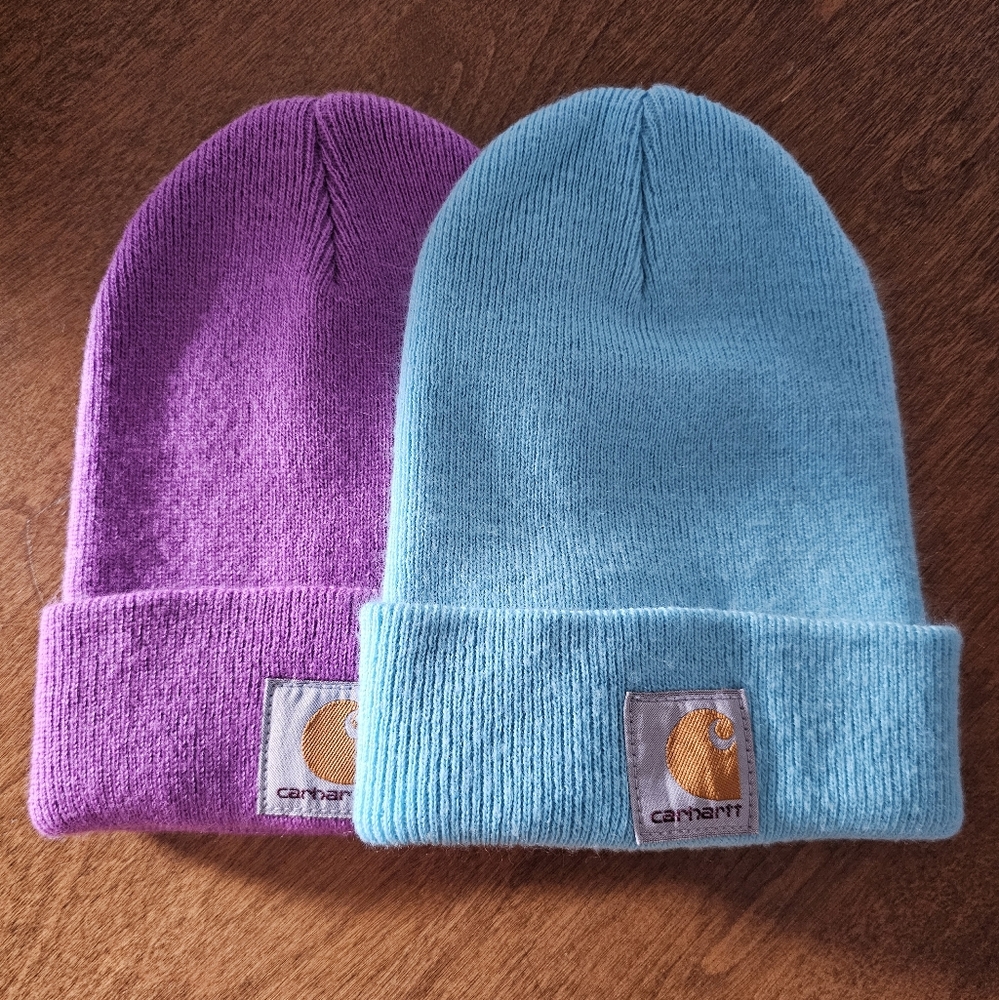 Carhartt Toddler Beanies, Blue And Lilac Purple